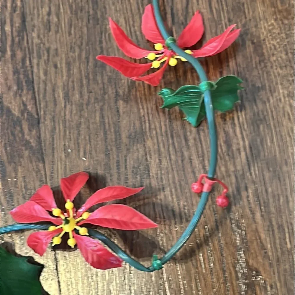 Two Vintage‎ mid century plastic poinsettia garlands
